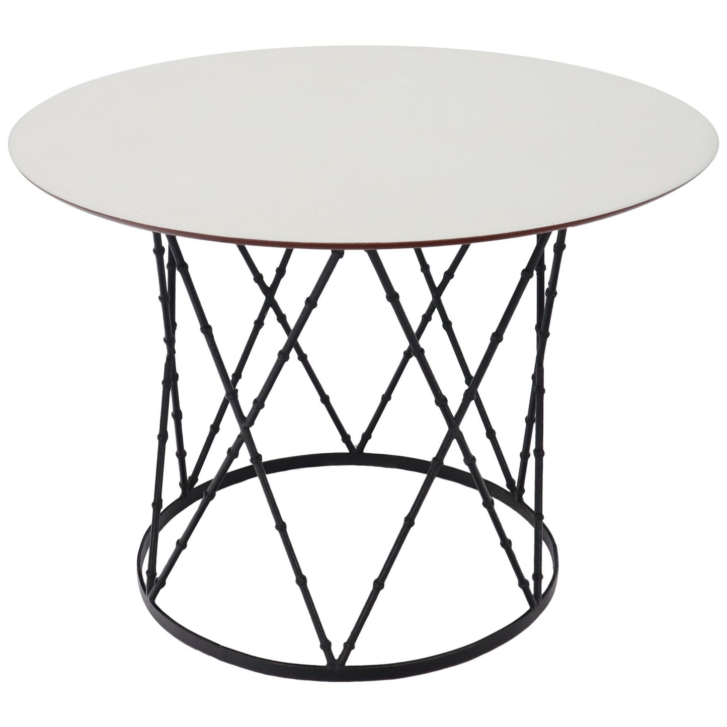 EstablishedLines Enameled Top Faux Bamboo Base Mid-Century Modern Dining Dinette Table