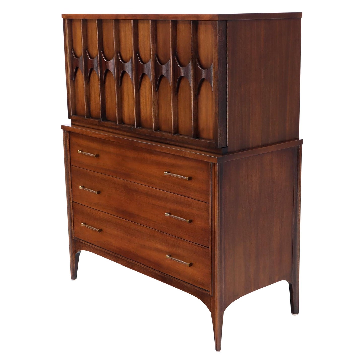 EstablishedLines Sculptured Rosewood Front Door Pulls Mid-Century Modern Walnut High Chest