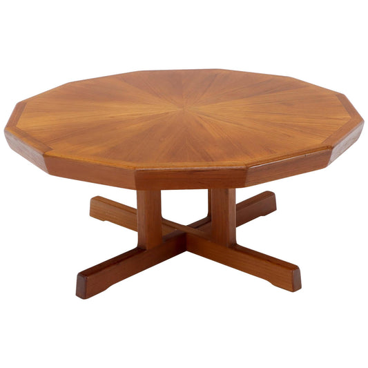 EstablishedLines Danish Mid-Century Modern Hexagon Top Heavy Cross Base Coffee Table