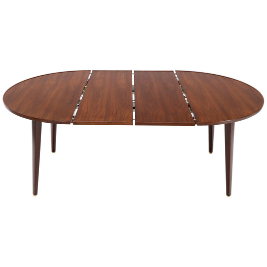 EstablishedLines Dunbar Round Walnut Dining Table with 2 Extension Boards Leafs Racetrack Shape