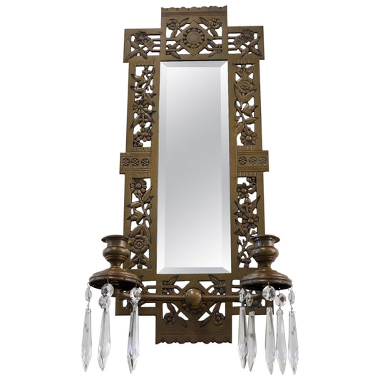 EstablishedLines Large Bronze Mirror Sconce Two Candleholders