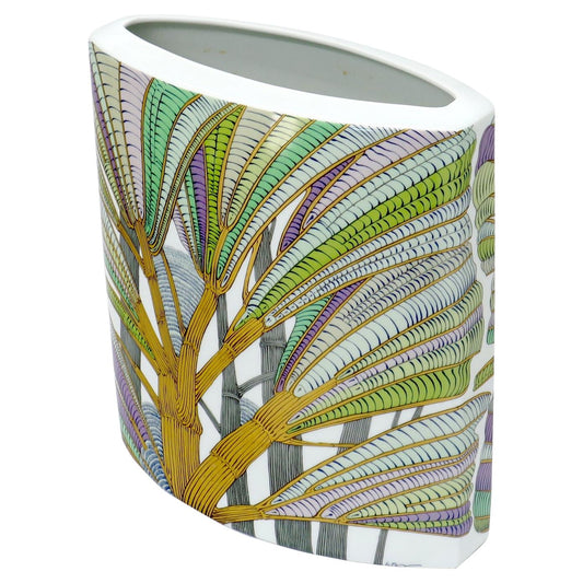 EstablishedLines Large Square Boat Shape Artist Decorated & Signed Vase by Rosenthal, Germany