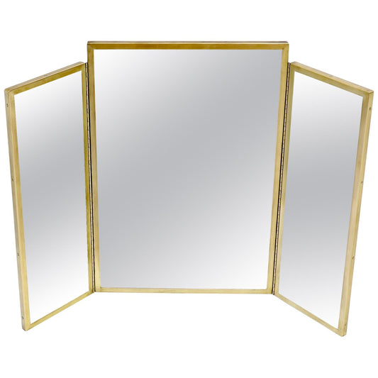 EstablishedLines Trifold Brass Wall or Freestanding Dresser Top Mirror