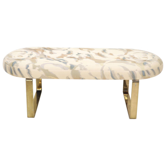 EstablishedLines Racetrack Oval Shape Seat Upholstered Bench on Bracket Legs