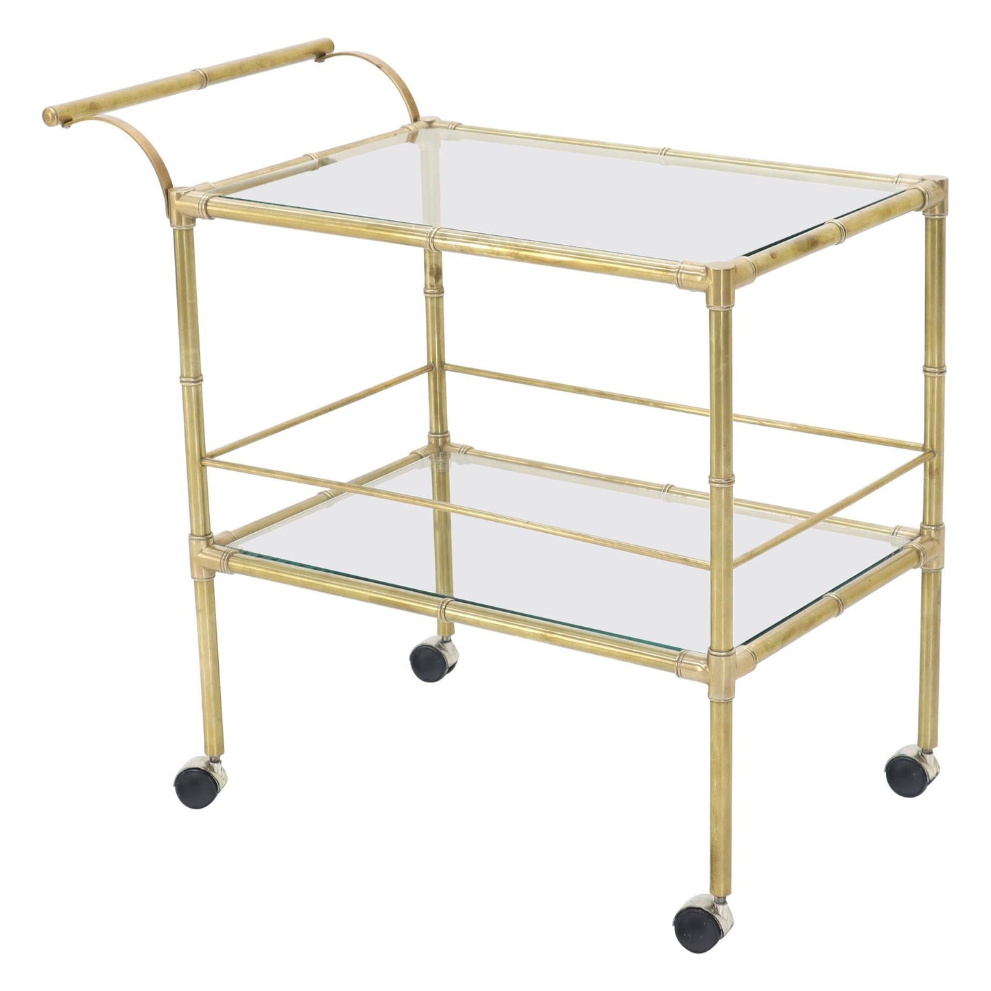 EstablishedLines Solid Brass Faux Bamboo Rectangular Shape Two-Tier Serving Cart