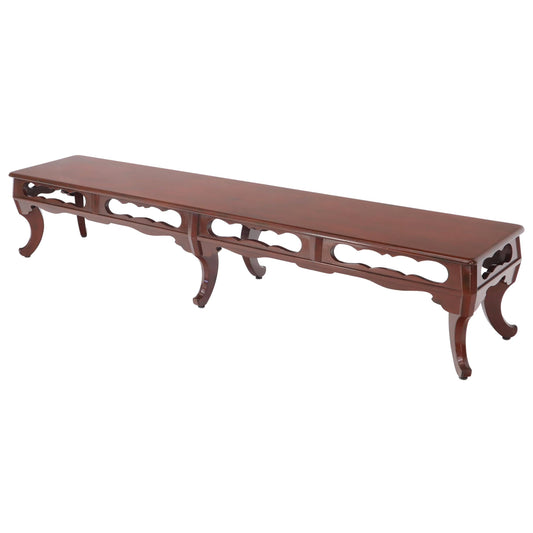 EstablishedLines Long Six-Legged Blood Cherry Lacquer Finish Display Bench