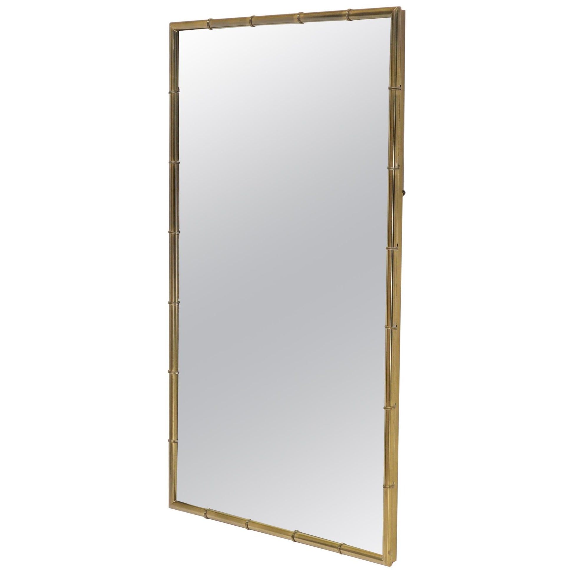 EstablishedLines Faux Brass Bamboo Frame Rectangular Mirror