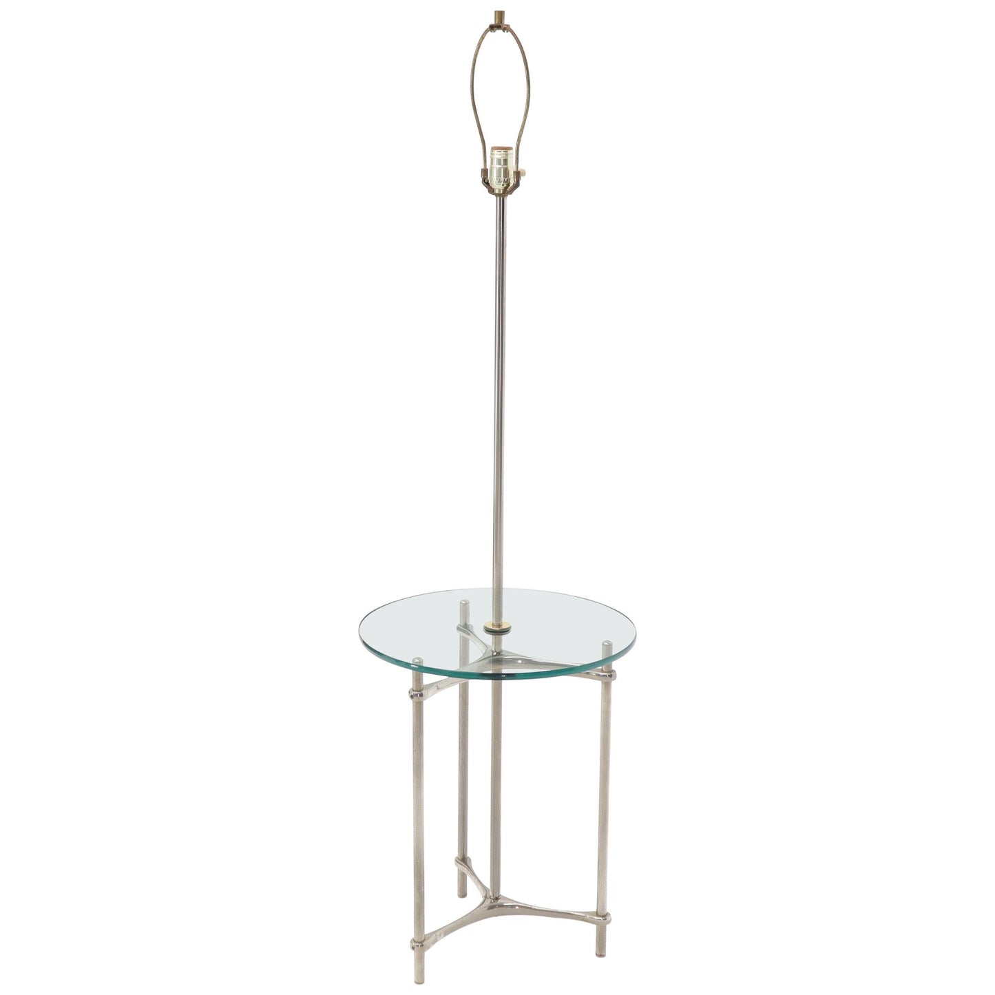 EstablishedLines Chrome Tripod Base Glass Side Table Floor Lamp