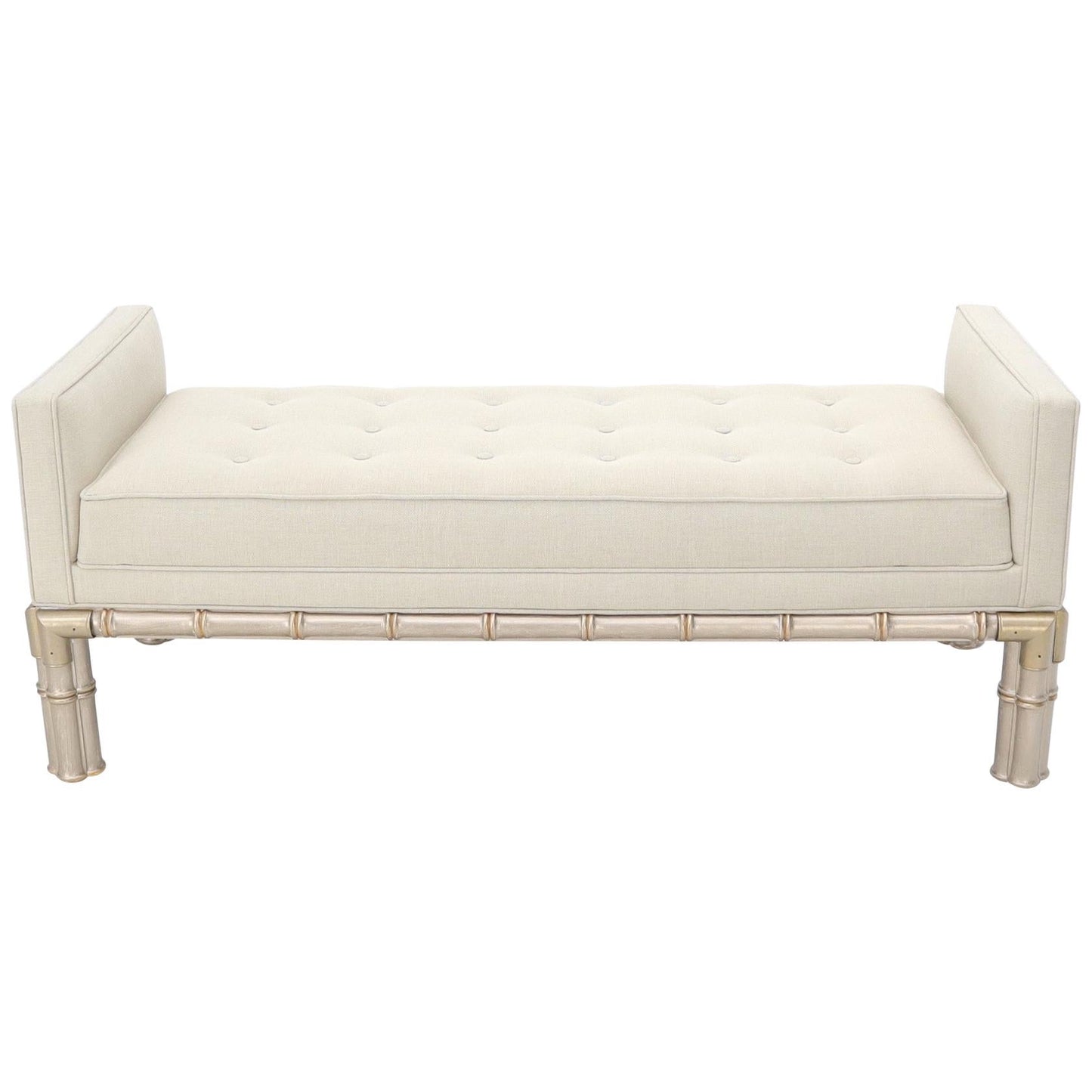 EstablishedLines Faux Bamboo Base Tufted Upholstery Bench with Sides
