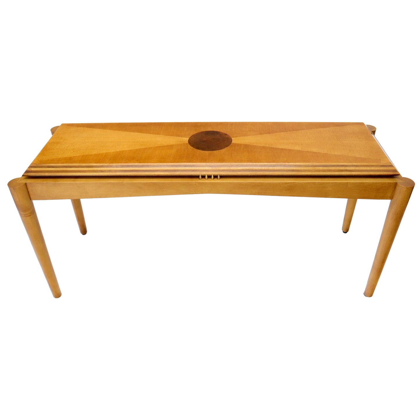 EstablishedLines Henredon Satin and Burl Wood Console Table