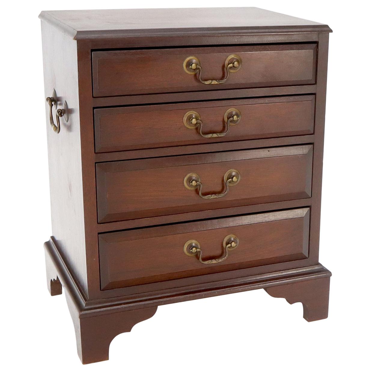 EstablishedLines Miniature 4 Drawers Jewelry Letter Campaign Chest Dresser with Brass Drop Pulls