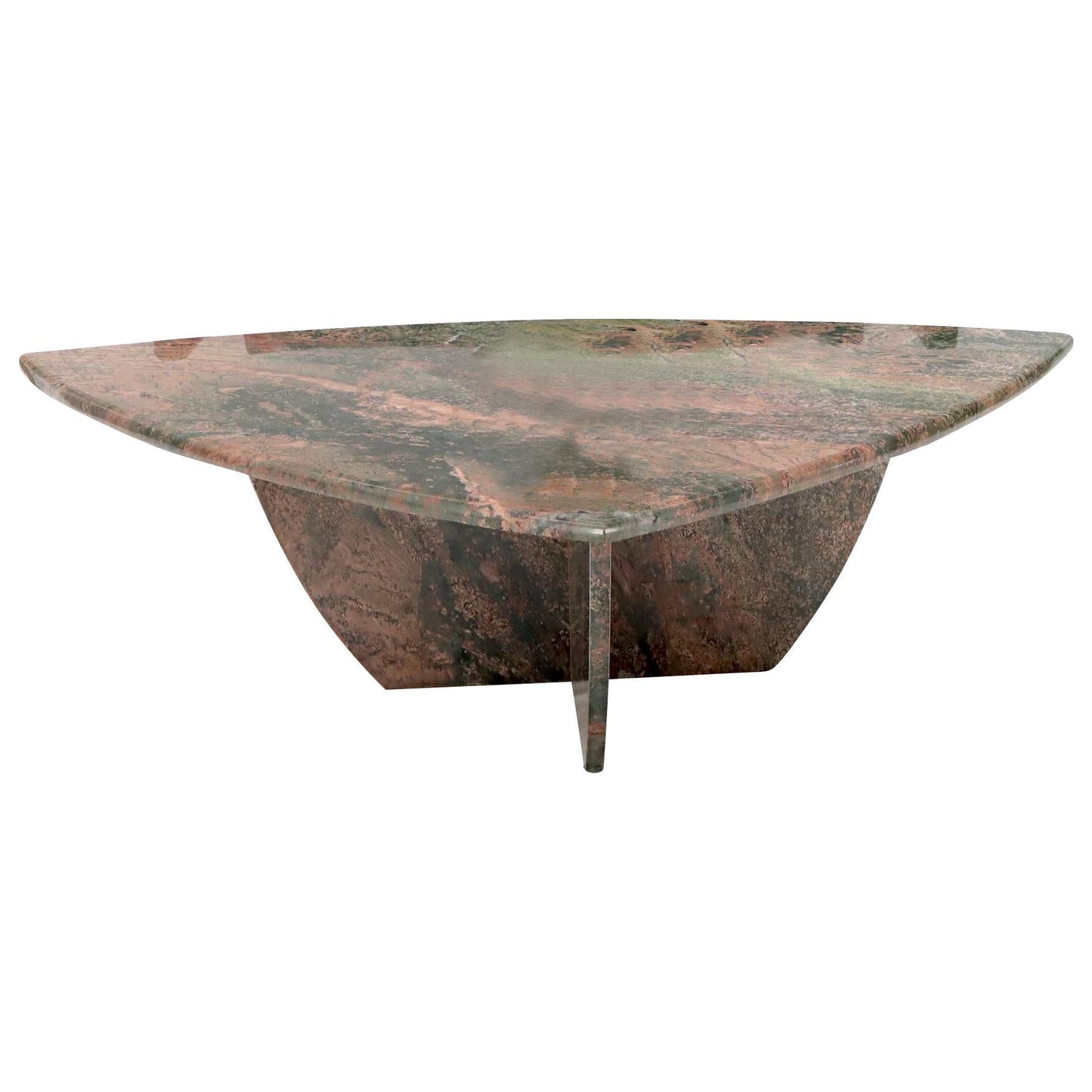 EstablishedLines Rounded Triangle Shape Large Solid Marble Coffee Table