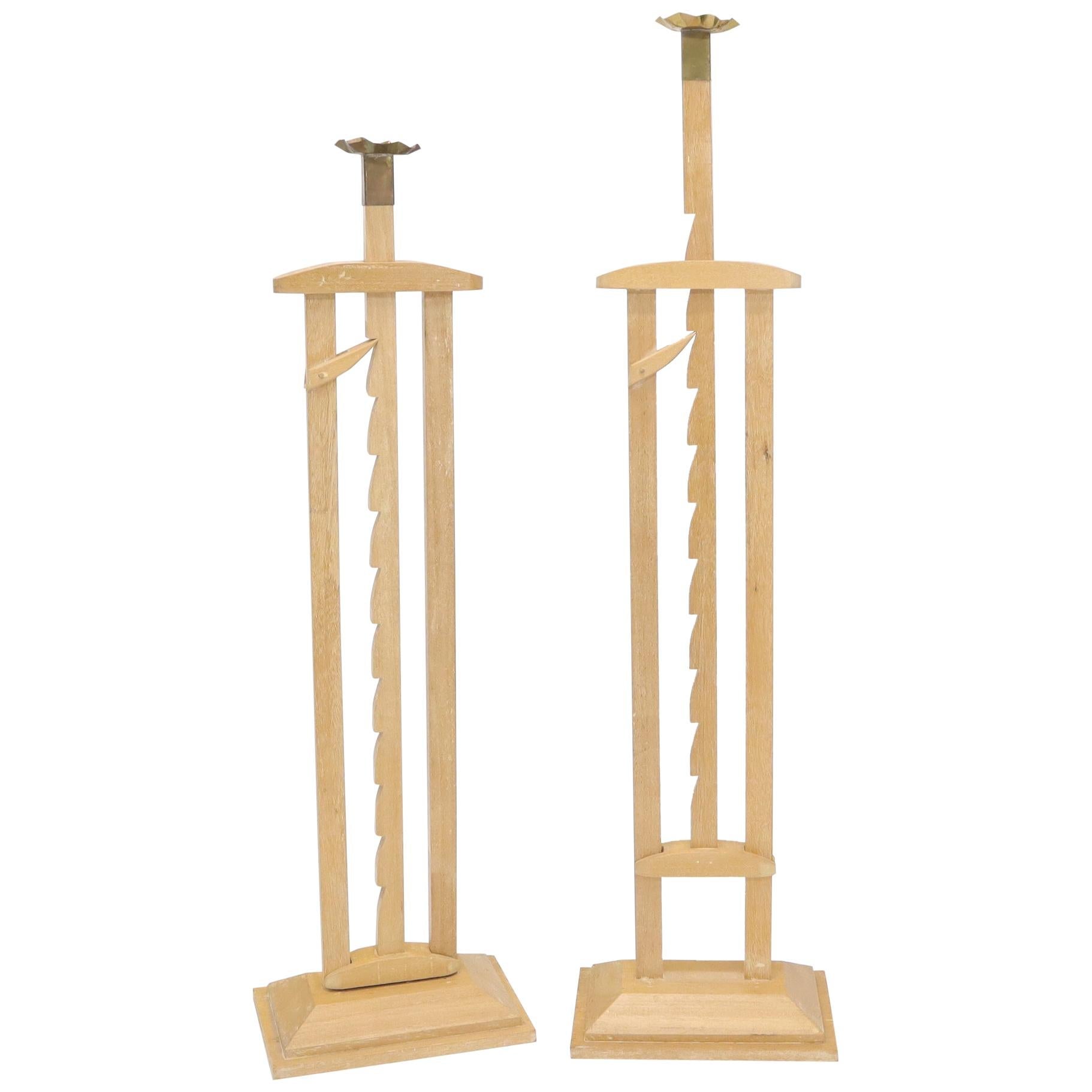 EstablishedLines Pair of Large Oversize Adjustable Candle Holders Sticks
