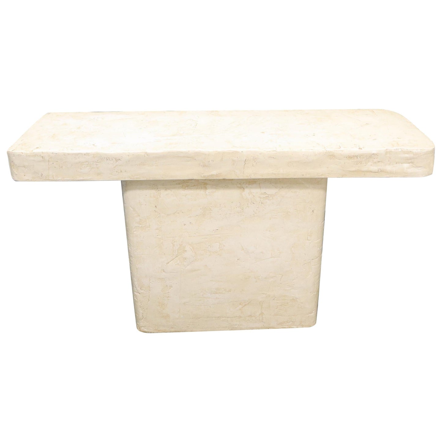 EstablishedLines Mid-Century Modern One Pedestal Composite Art Console Sofa Table