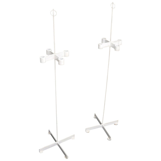 EstablishedLines Pair of Unusual Cast Iron Bases Tall Floor Candle Sticks