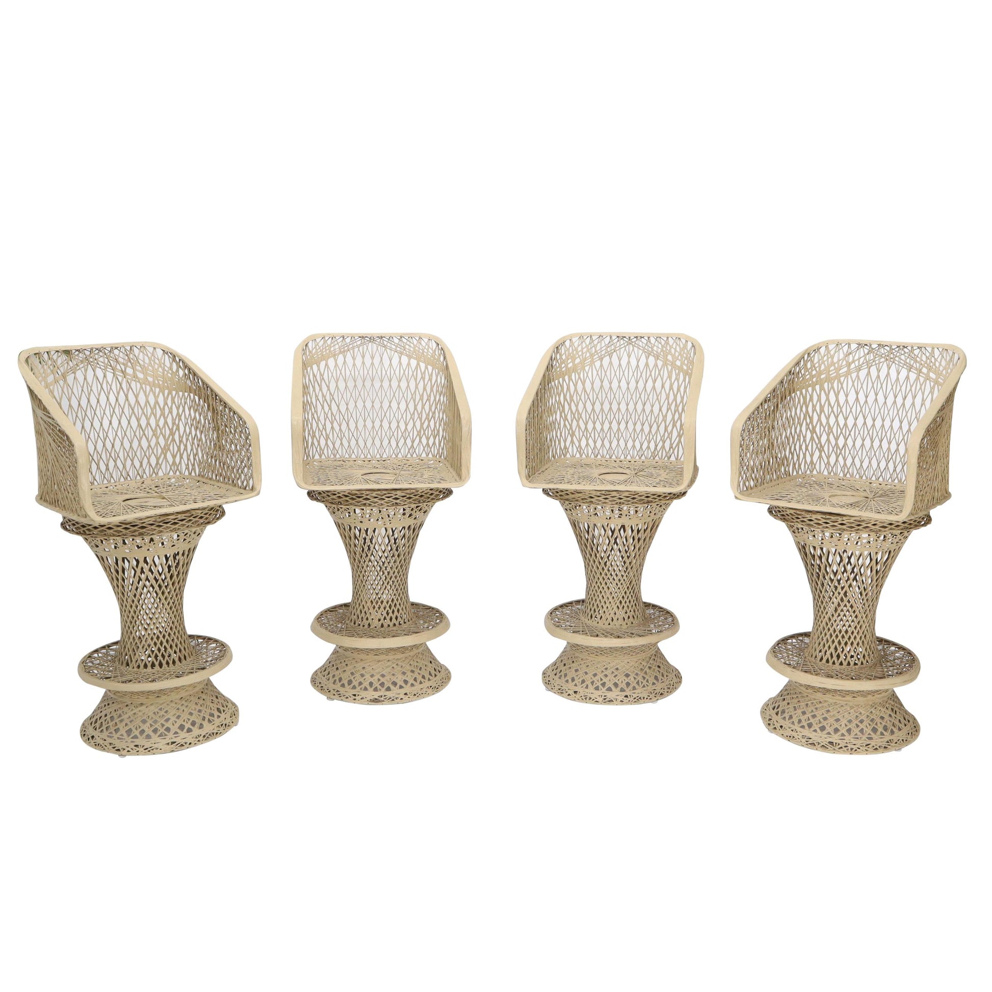 EstablishedLines Russel Woodard Spun Fiber Glass Resin Set of 4 Outdoors Bar Stools