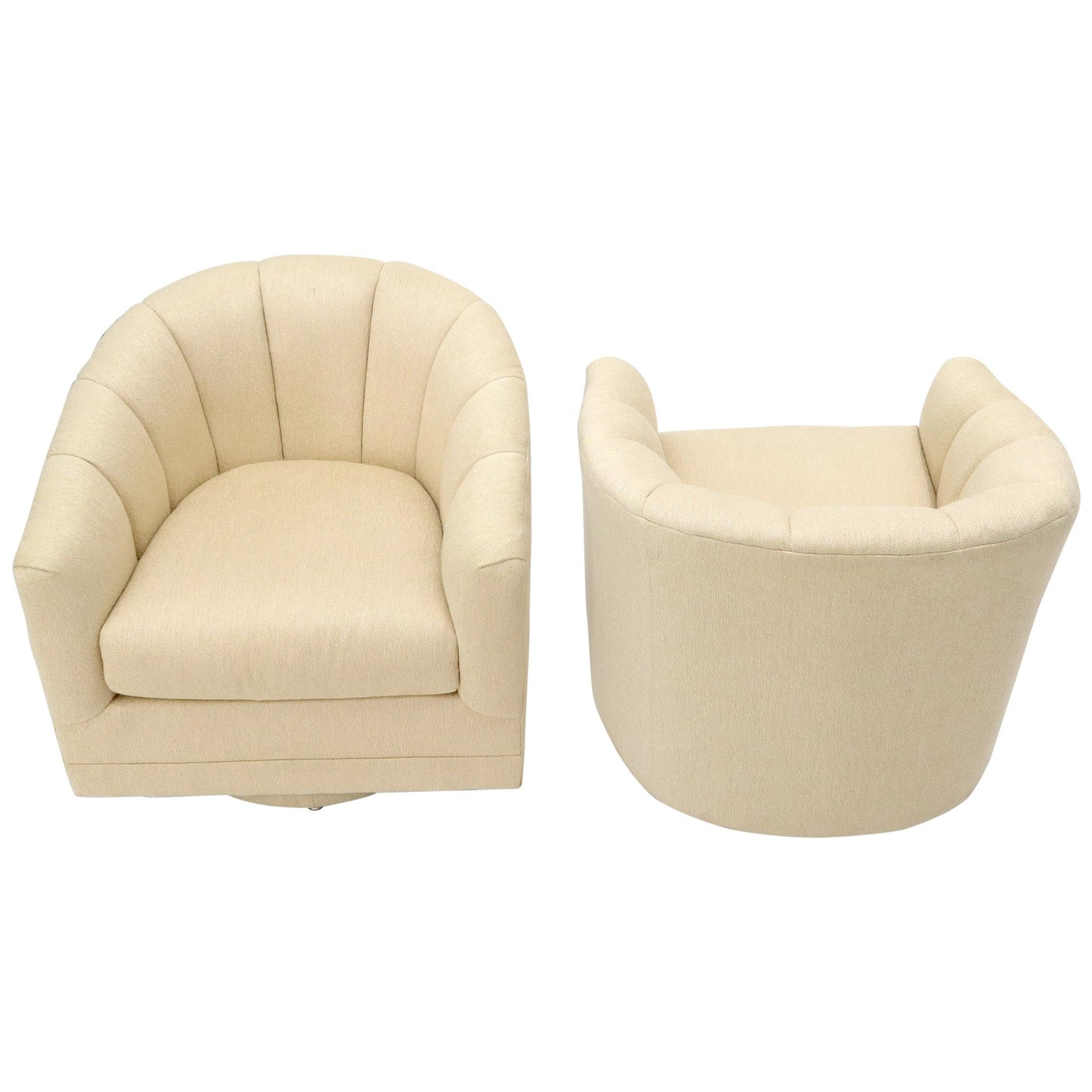 EstablishedLines Oatmeal Type Fabric Scallop Barrel Back Lounge