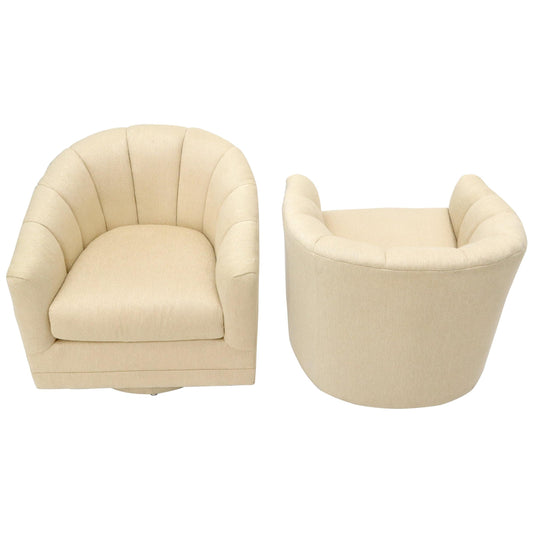 EstablishedLines Oatmeal Type Fabric Scallop Barrel Back Lounge