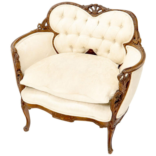 EstablishedLines Heavily Carved Walnut Wide Seat Lounge Chair