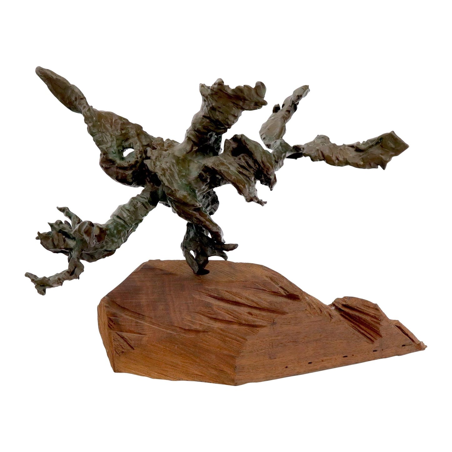 EstablishedLines Heavy Molten Bronze Chunks Abstract Mid-Century Modern Sculpture on Stand