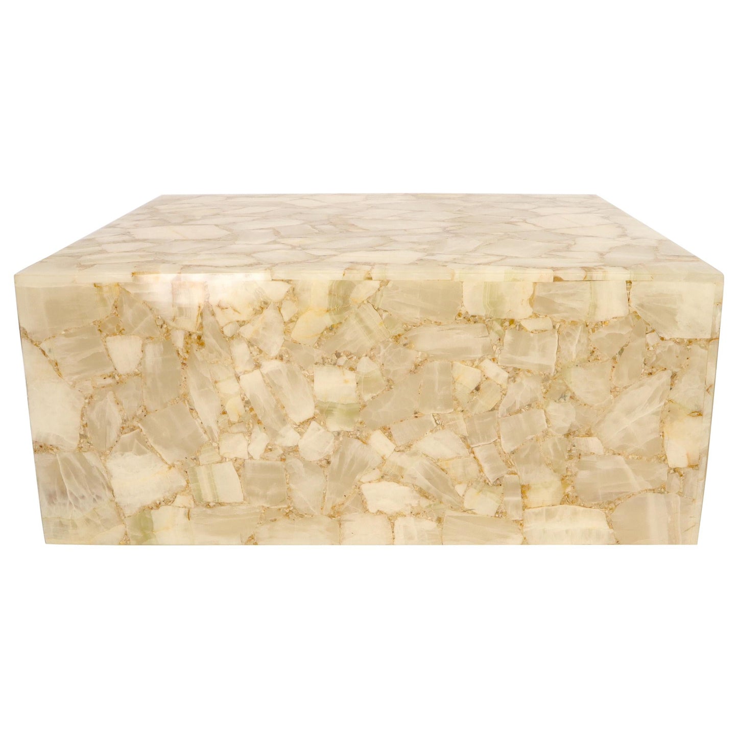 EstablishedLines Onyx and Resin Square Cube Shape Mid-Century Modern Coffee Table on Wheels MINT!