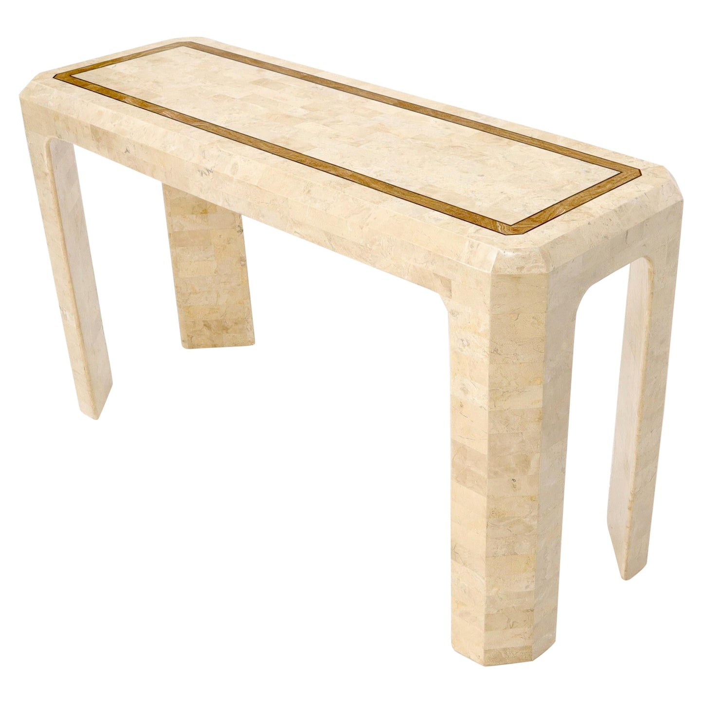 EstablishedLines Tessellated Stone Tile Inlay Console Sofa Table