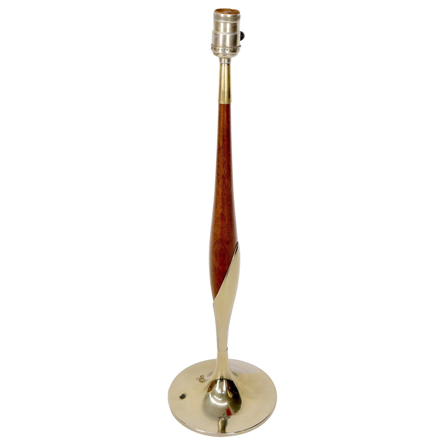 EstablishedLines Tulip Base Walnut and Chrome Mid-Century Modern Table Lamp