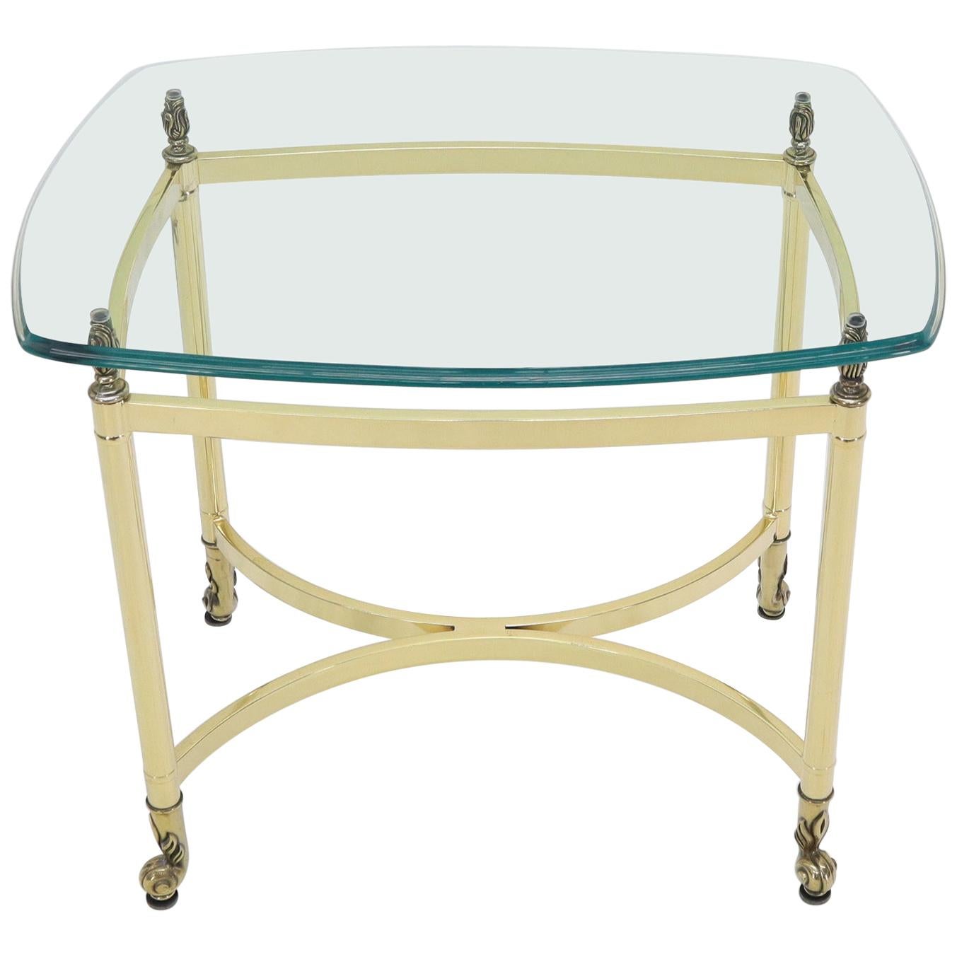 EstablishedLines Brass Base Glass Top Rounded Rectangle Coffee Table