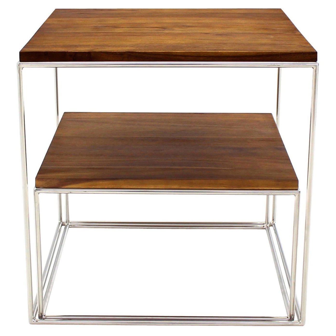 EstablishedLines Solid Stainless Steel Chrome Cube Nesting End Side Step Occasional Tables Set