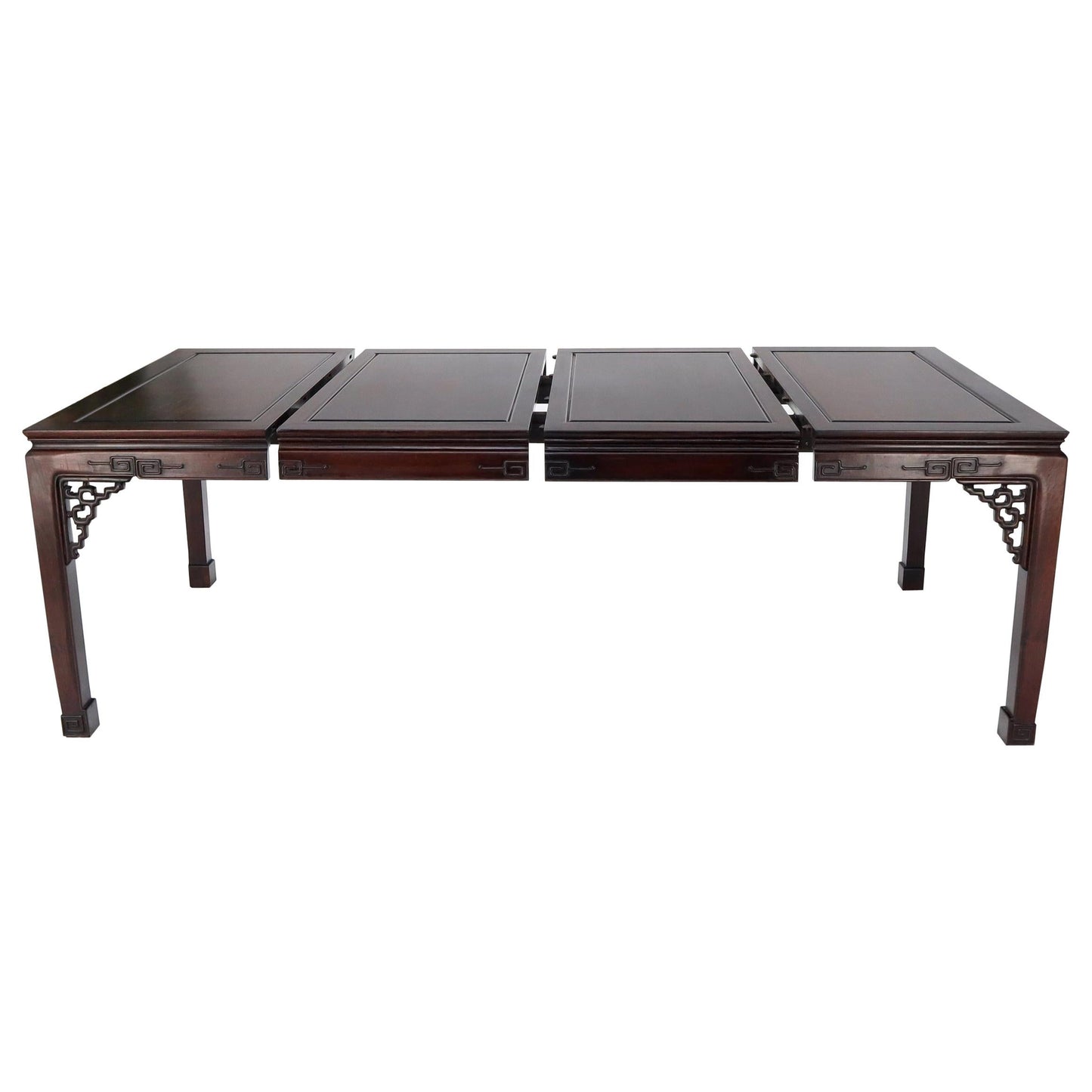EstablishedLines Asian Chinese Chippendale Style Solid Rosewood Square Dining Table w/ 2 Bords