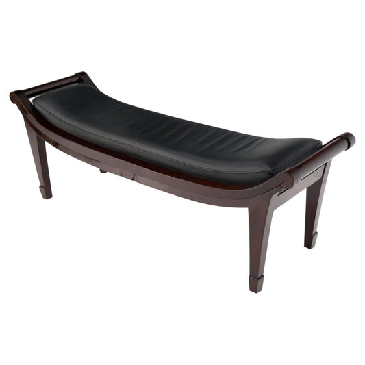 EstablishedLines Leather & Lacquered Mahogany Post Modern Window Bench