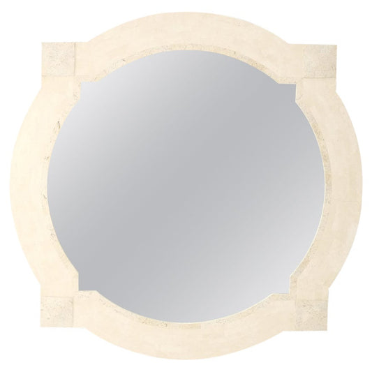 EstablishedLines Tessellated Stone Circle Over Square Frame Shape Large Wall Mirror