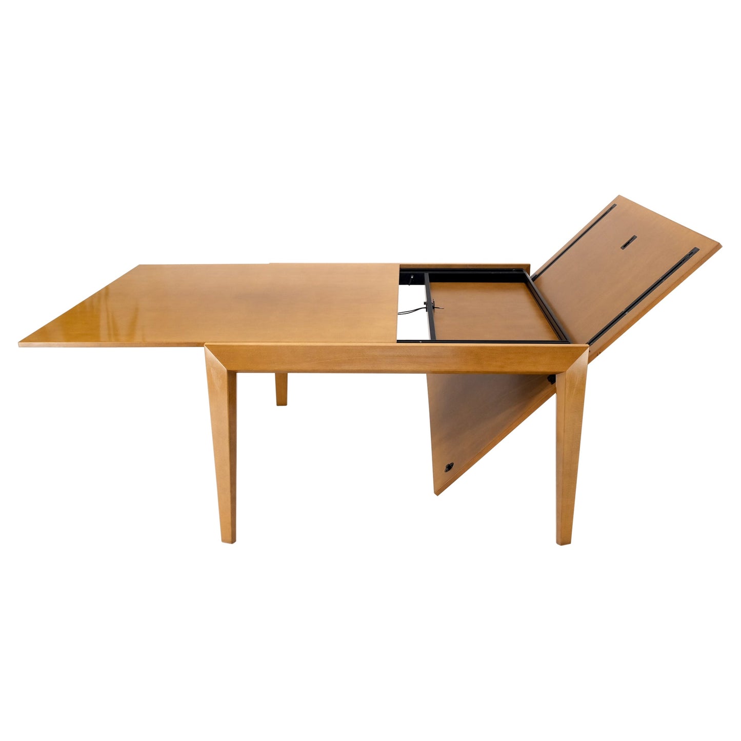 EstablishedLines Cassina Large Square Flip Top Expandable Dining Conference Table Blond Birch