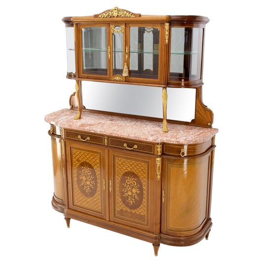 EstablishedLines Louis XVI Style Commode Bronze Ormolu-Mounted Vitrine Buffet Sideboard Inlay
