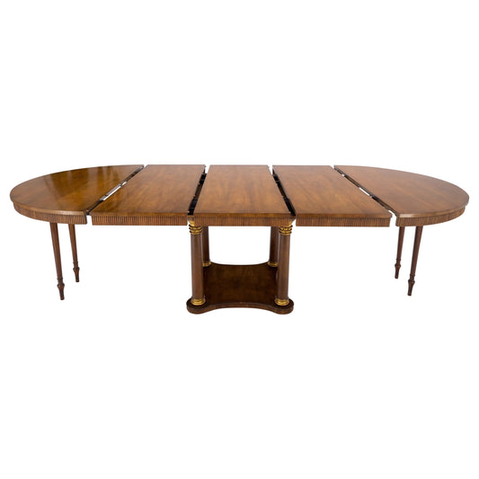EstablishedLines Baker large Round Single Pedestal Base Three Extension Boards Dining Table MINT