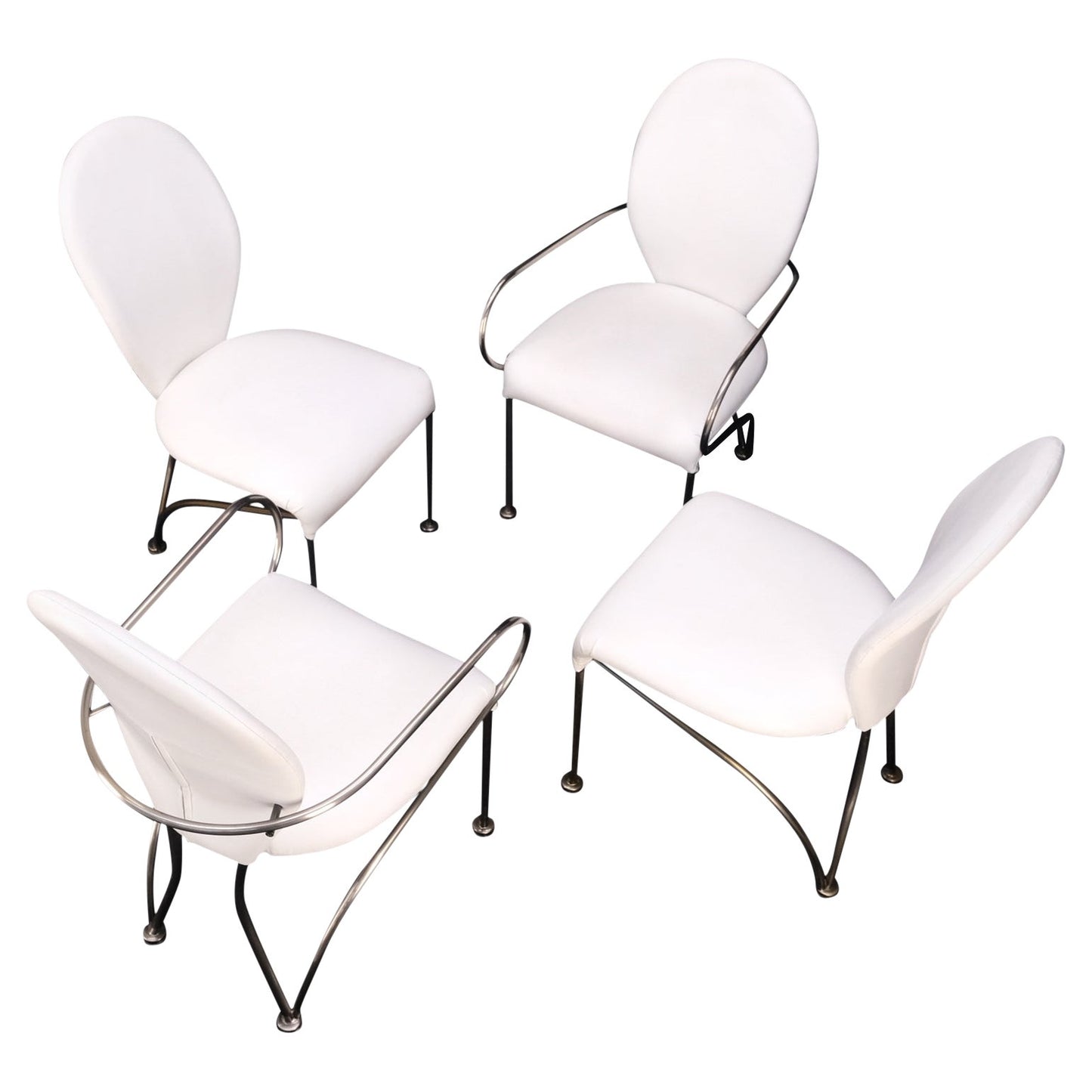 EstablishedLines Set of 4 Mid-Century Modern Dining Chairs DIA White Upholstery MINT!
