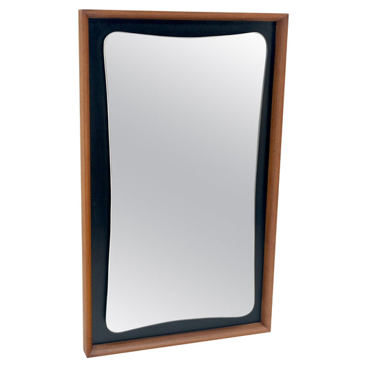 EstablishedLines Large Oiled Walnut Frame Mid-Century Modern Wall Mirror Mint
