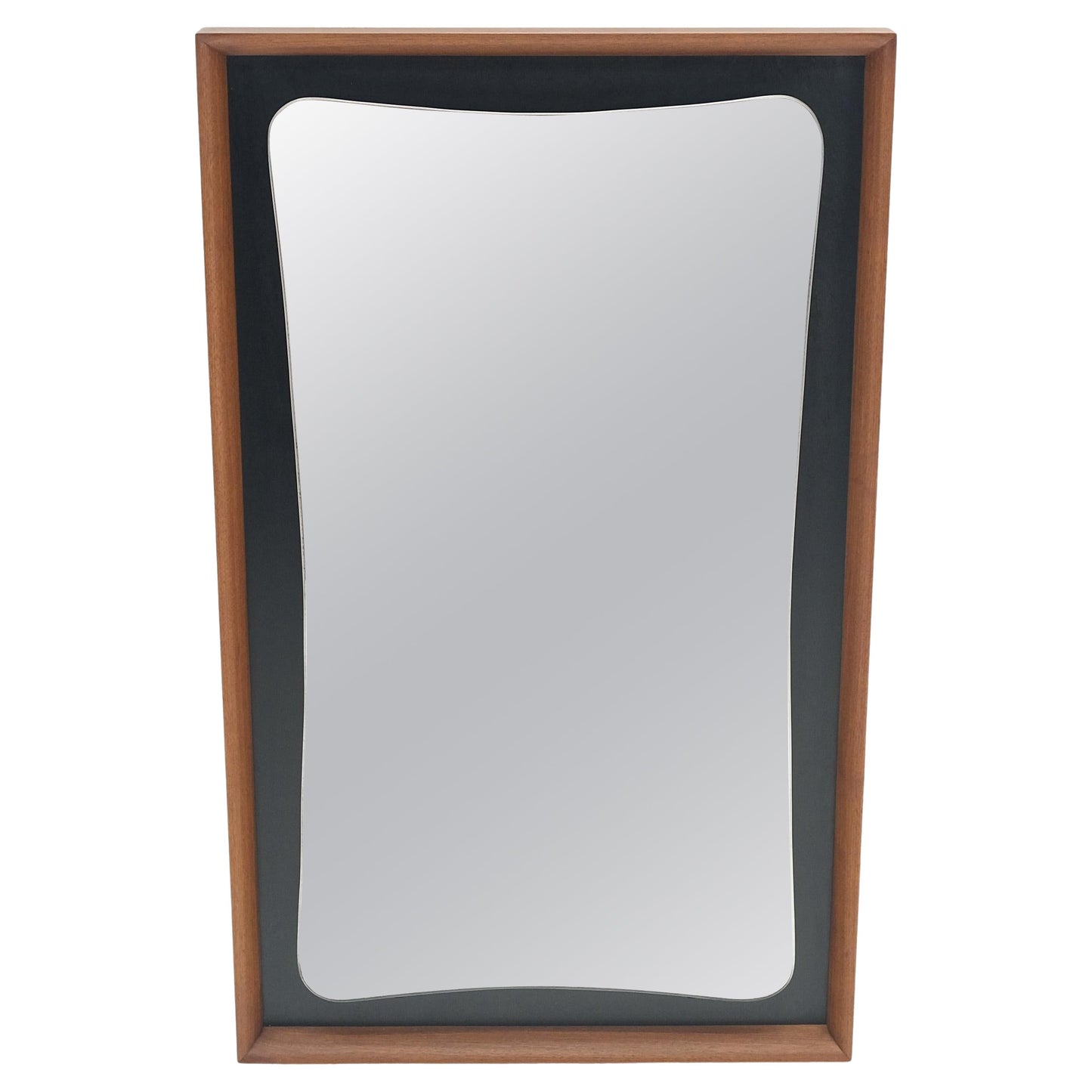 EstablishedLines Large Oiled Walnut Frame Mid-Century Modern Wall Mirror Mint