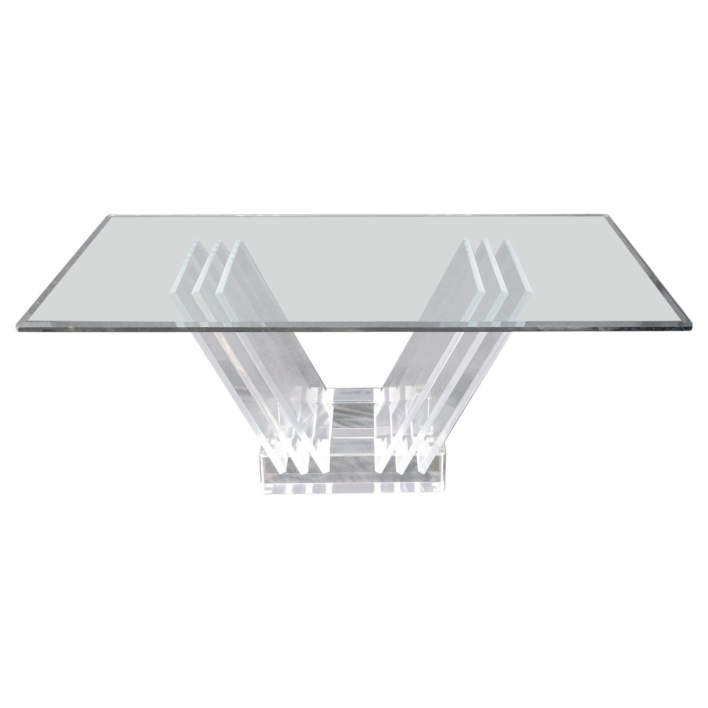 EstablishedLines Folding Collapsible Lucite Base Glass Top Mid-Century Modern Dining Table