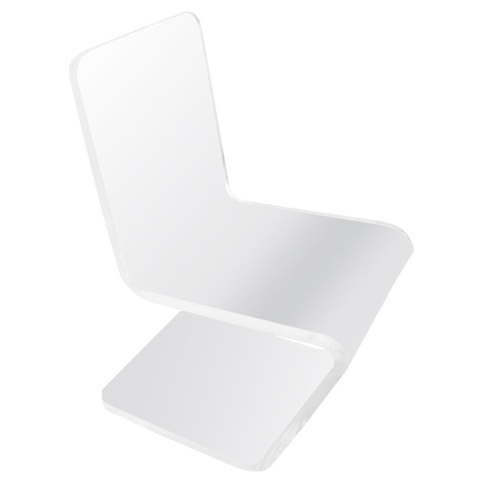 EstablishedLines Bent Thick Heavy Lucite Side Z Dining Side Chair Mid-Century Modern