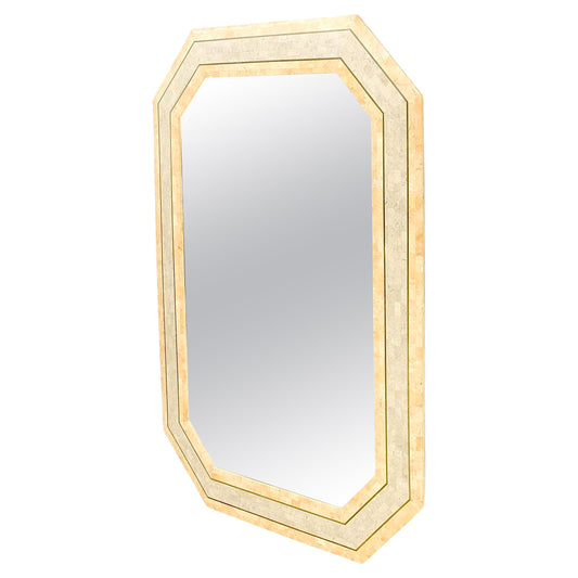 EstablishedLines Tessellated Frame Octagonal Rectangle Shape Brass Inlay Wall Mirror Mint!