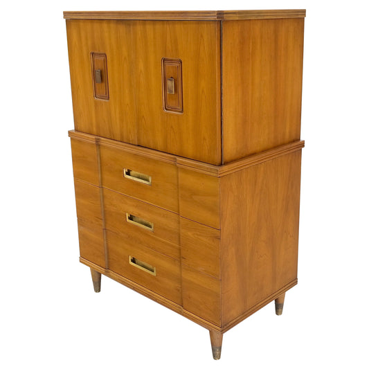 EstablishedLines Widdicomb Solid Cherry Brass Pulls Hardware Block Front High Chest Dresser Mint!