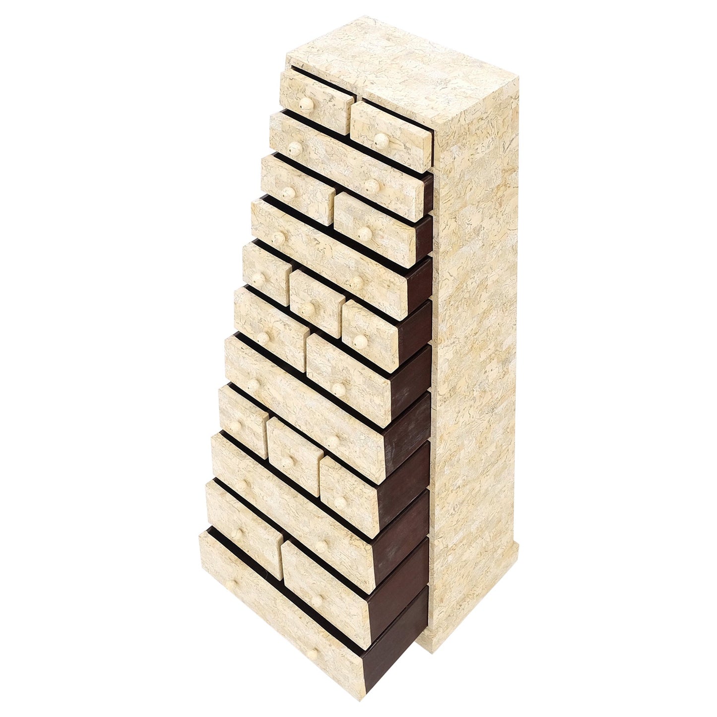 EstablishedLines Pyramid Shape Tessellated Stone Marble Ball Pulls High Chest Dresser Drawer MINT