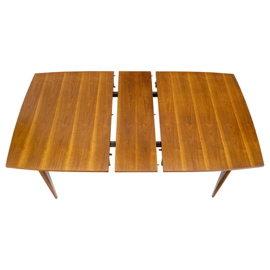 EstablishedLines Danish American Mid-Century Modern Walnut Boat Shape Dining Table 1 Leaf Mint