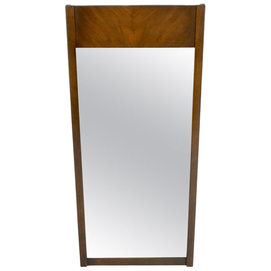 EstablishedLines Mid-Century Modern Walnut Hanging Wall Mirror