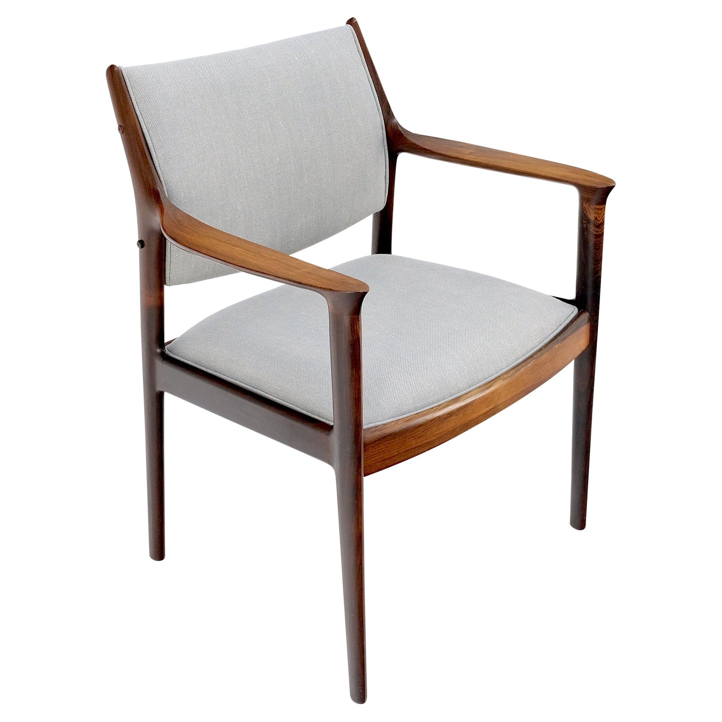 EstablishedLines Finn Juhl Attributed Heavy Solid Rosewood Arm Desk Chair New Upholstery Mint!