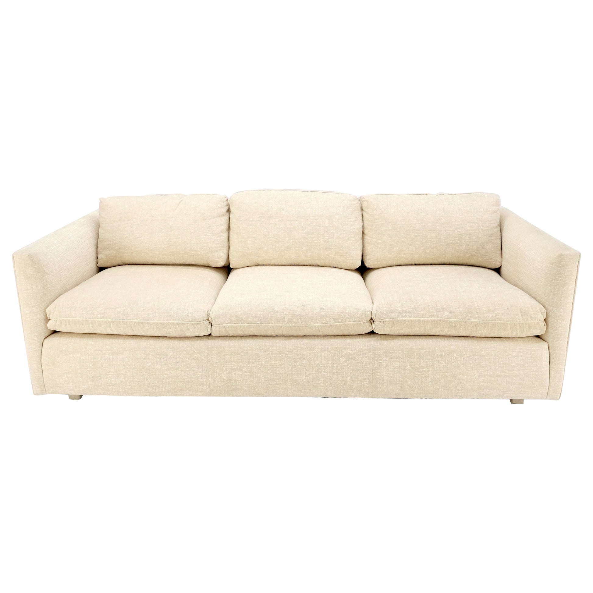 EstablishedLines Custom Design Mid-Century Modern Beige Upholstery Box Shape Sofa Mint!