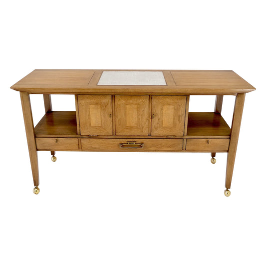 EstablishedLines Travertine Fliptop Insert Drop Front Door 3 Drawers Server Credenza Console