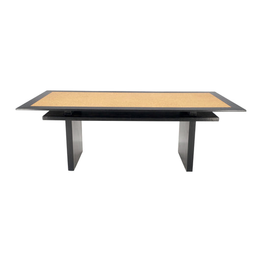 EstablishedLines Ebonized Black Lacquer Mahogany Floating Cork Top Dining Writing Library Table