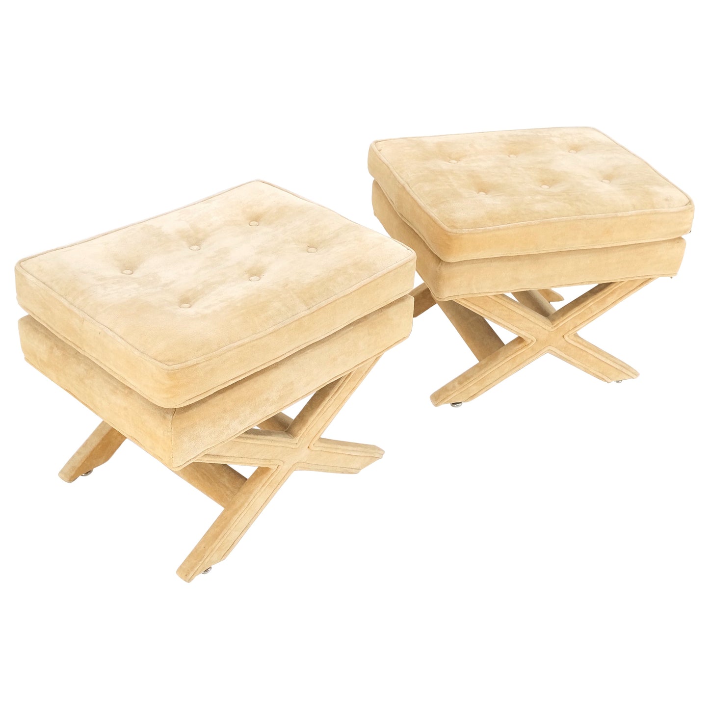 EstablishedLines Pair of Mid-Century Modern Billy Baldwin x Base Upholstery Benches